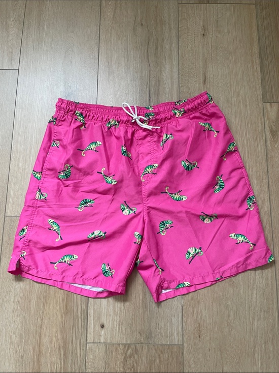 Old Navy Other - Old Navy Pink Swim Trunks with Green Chameleon Print, Men L